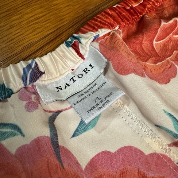 Natori Floral Satin Pajama Pants Beaded Drawstring Lounge Sleepwear Size XL EUC! - Picture 5 of 7